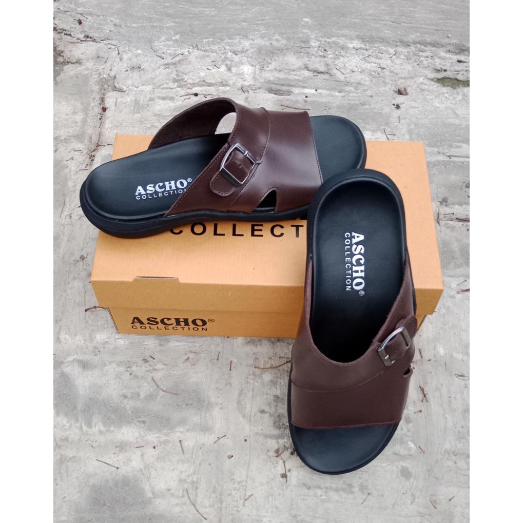 sandal pria kulit asli ascho a25