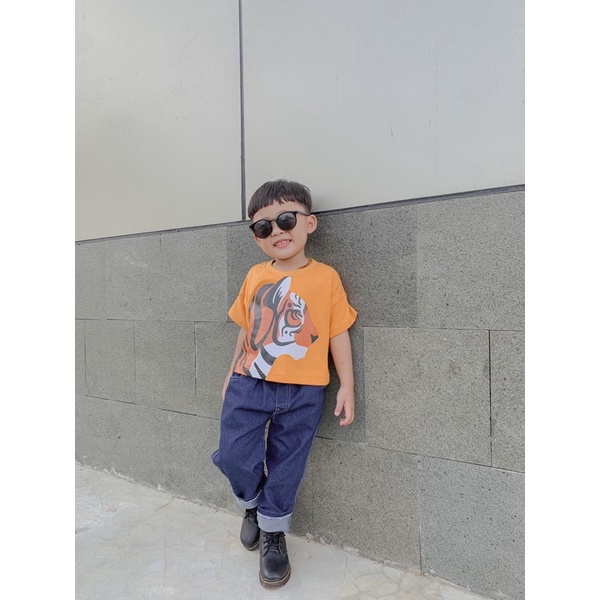Animal Oversize Tees Square Size 2-8 Tahun Pineapple Kids Original Atasan Kaos Anak Unisex Super Premium