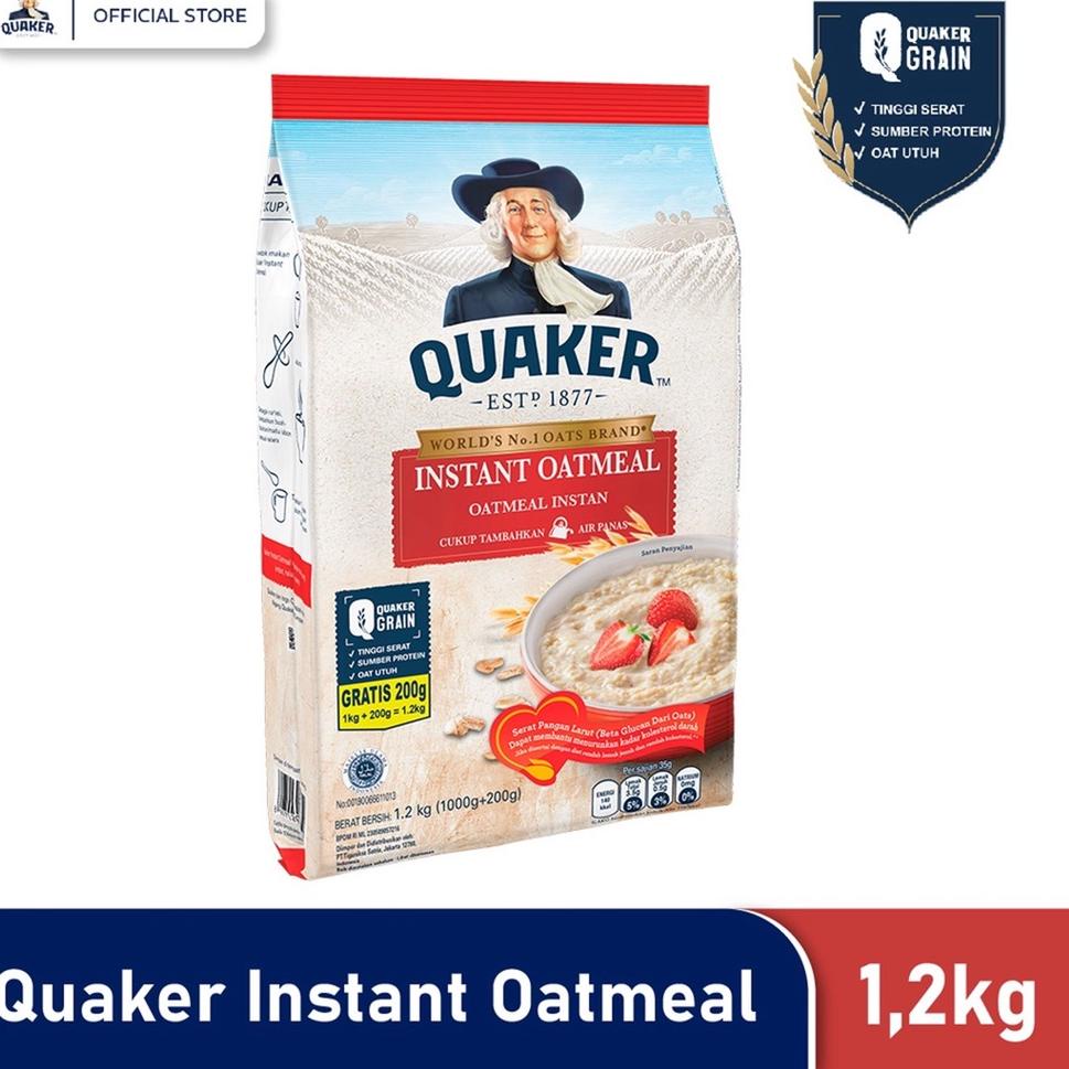 

code7d7Cr EXP MARET 2024 Quaker Oatmeal Instant 1.2kg / 1200gram / Quakers Oatmeal 1200gr /Quaker 1,2kg/1200