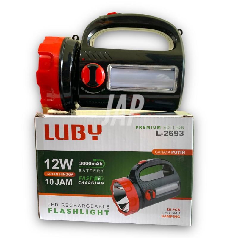 Senter LUBY Emergency Led / Luby senter Tangan Led Rechargergeable Flashlight