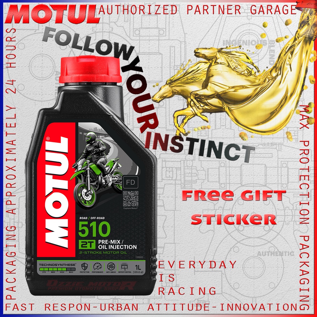 OLI SAMPING MOTOR 2 TAK MOTUL 510 2T Technosynthese® 1L POWERLUBE  BONUS STICKER