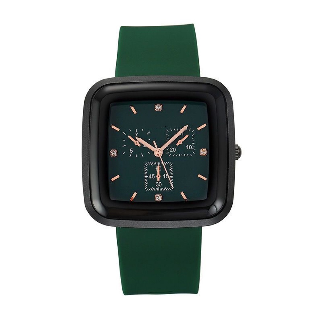 COD✅ Jam Tangan Wanita Fashion Segi Rubber Watch Analog Quartz Gaya Popularitas Jam Cowok   S1268