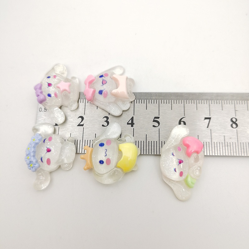 ( 5 PCS) RESIN CINNAMOROL BENING BLING BLING / RESIIN SANRIO CINNAMOROLL TRANSPARANT GLITER