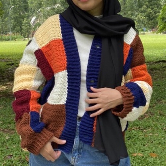 Harry Styles Inspired Patchworks Crochet Cardigan