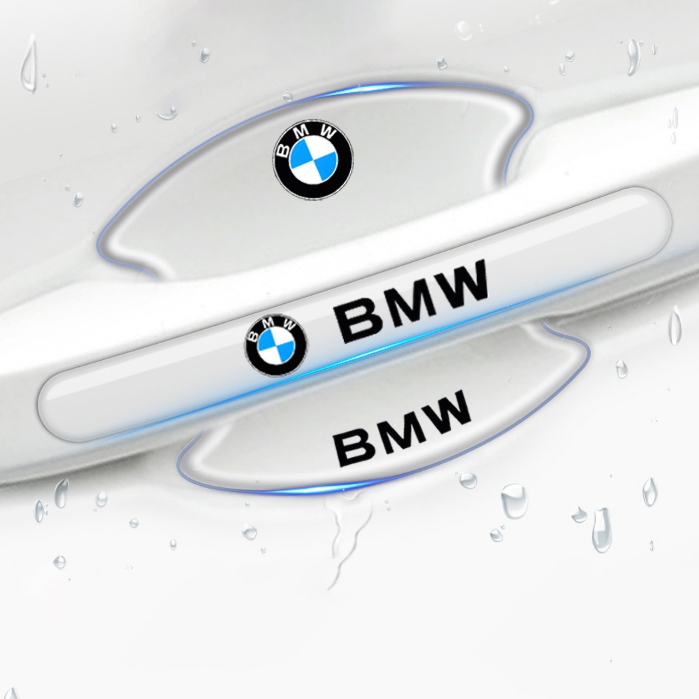 1 Set Logo BMW Handle Pintu Protector Transparan Car Door Bowl Sticker Anti Scratch Decal Invisible for BMW