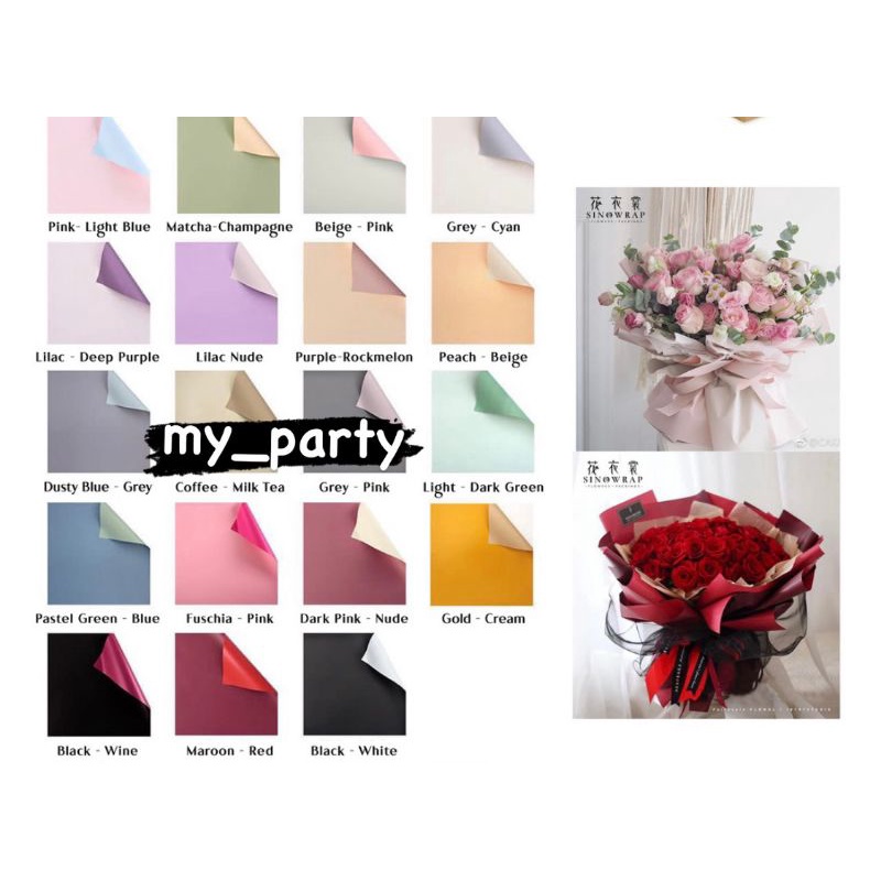 

Bi colour flower wrapping paper waterproof Korean wrapping kertas buket bunga