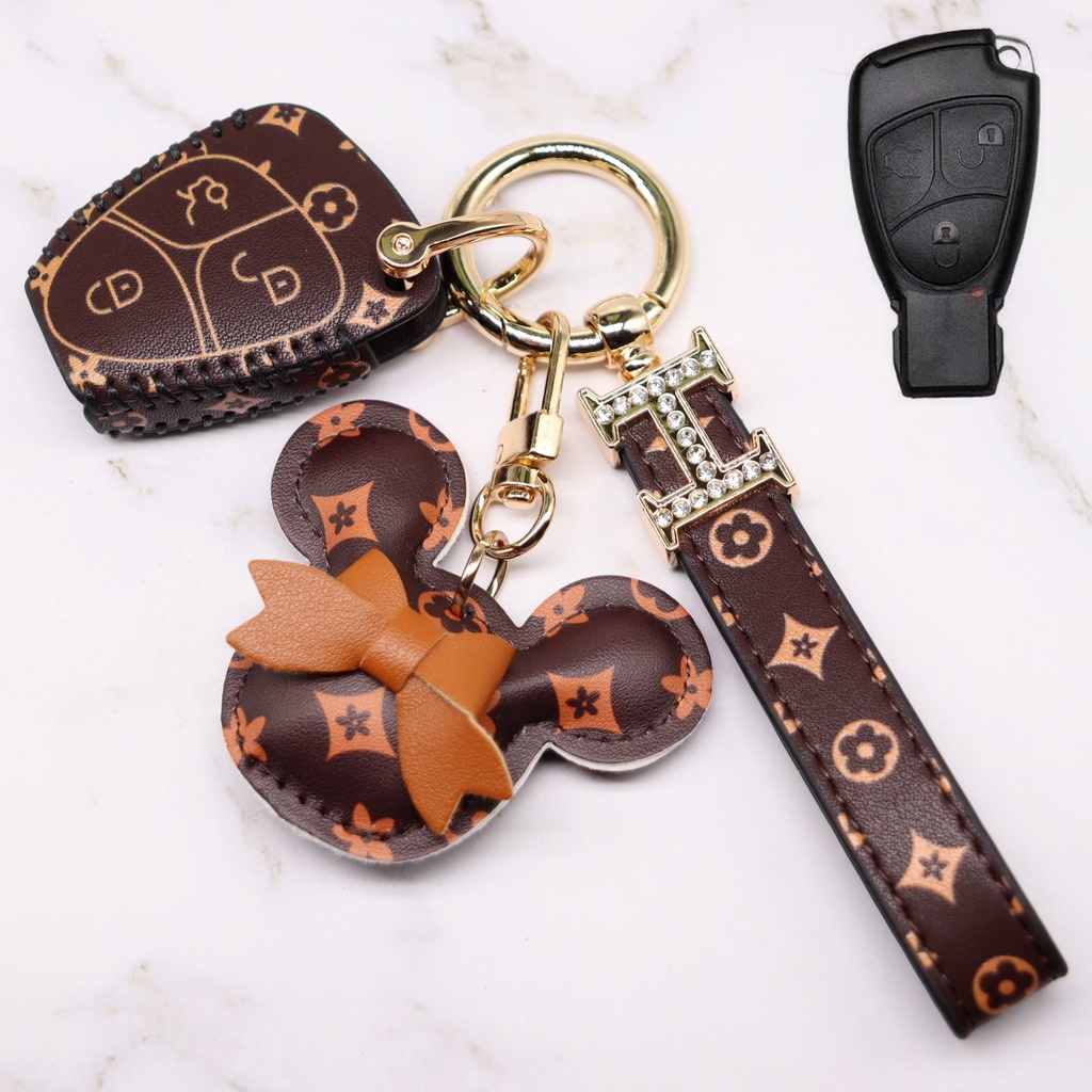 Mercedes-benz Leather key Holder cover Smart key case Luminous Sarung Kunci Mobil e200l cla clb