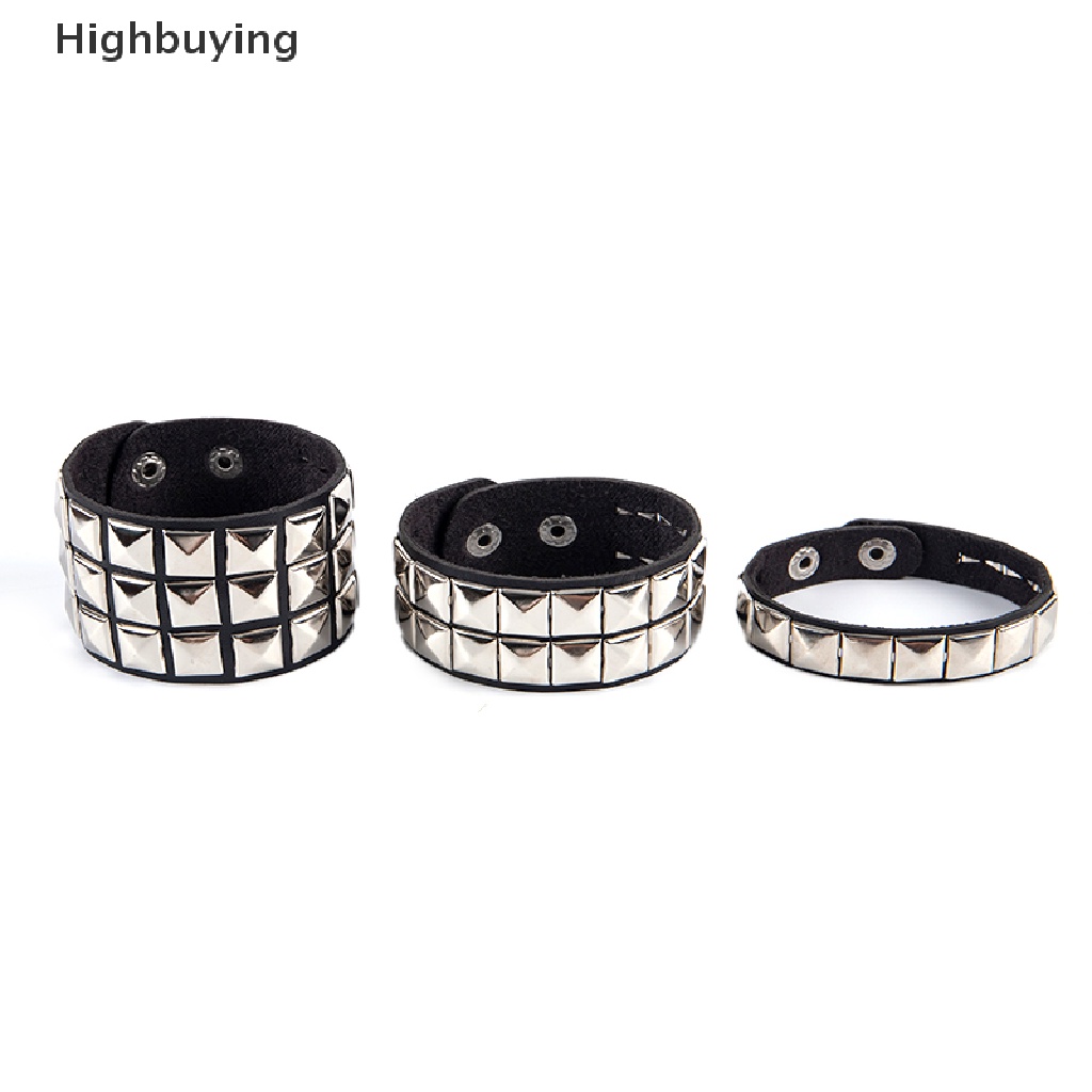 Hbid Unik Rivet Stud Manset Lebar Punk Gothic Rock Unisex Bangle Gelang Pria Perhiasan Glory