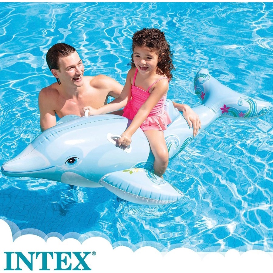 INTEX 58535 Inflatable Lil Dolphin Pool Ride On - 1.75m x 66cm