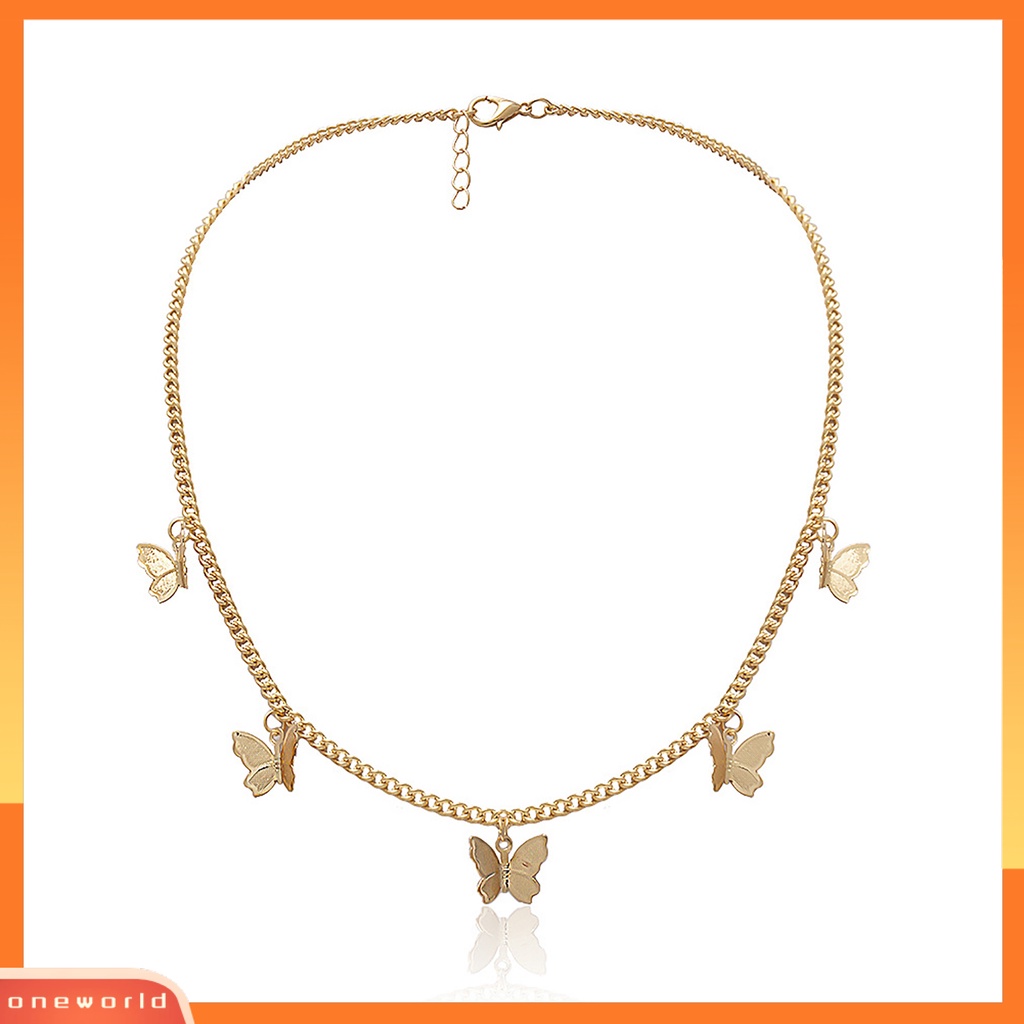 {oneworld} Kalung Rantai Adjustable Gaya Alloy 5liontin Kalung Untuk Pacaran
