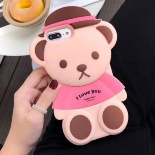 Soft Case 4D Teddy Bear I Love You Pink Redmi Note 6 Pro