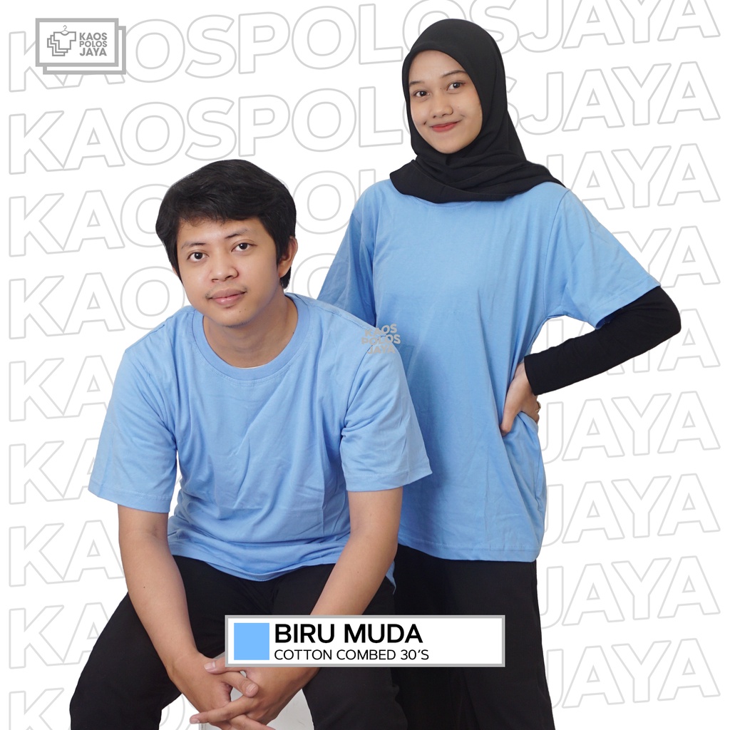 Kaos polos biru muda unisex /Kaos Polos 100% cotton combed 30s / Kaos polos premium