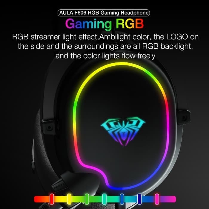 Headset Gaming AULA F606 Wired RGB Running- AULA F606 Gaming Headphone