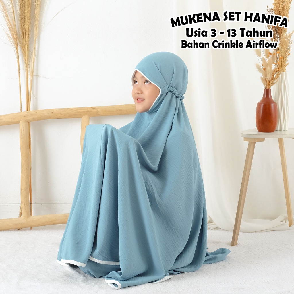 Man Jadda Mukena Anak 3 5 7 9 11 13 Tahun Crinkle Airflow Mukenah Polos TK SD SMP Kids Junior Tanggung