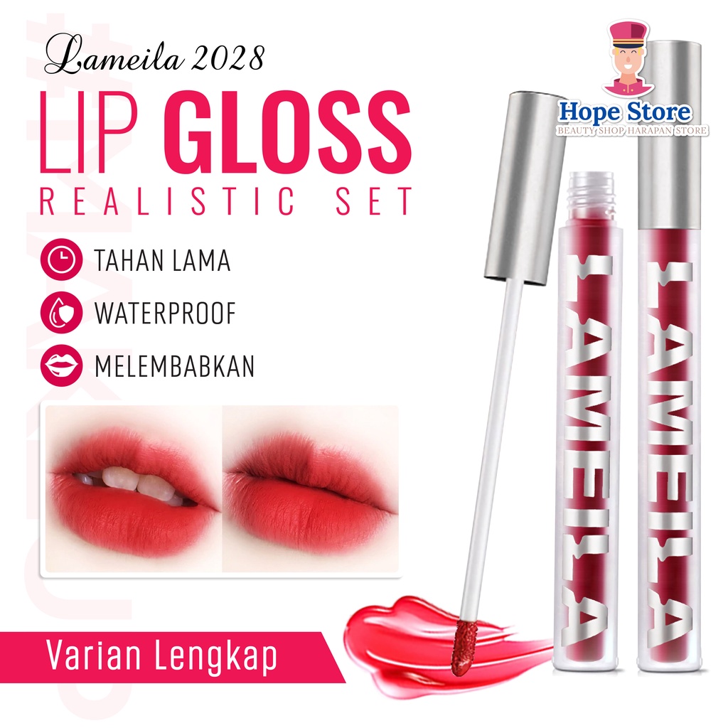 Hope Store - Lameila 2028 Matte Lip Tint 6 Varian Warna Tahan Air Tahan Lama Lip Gloos