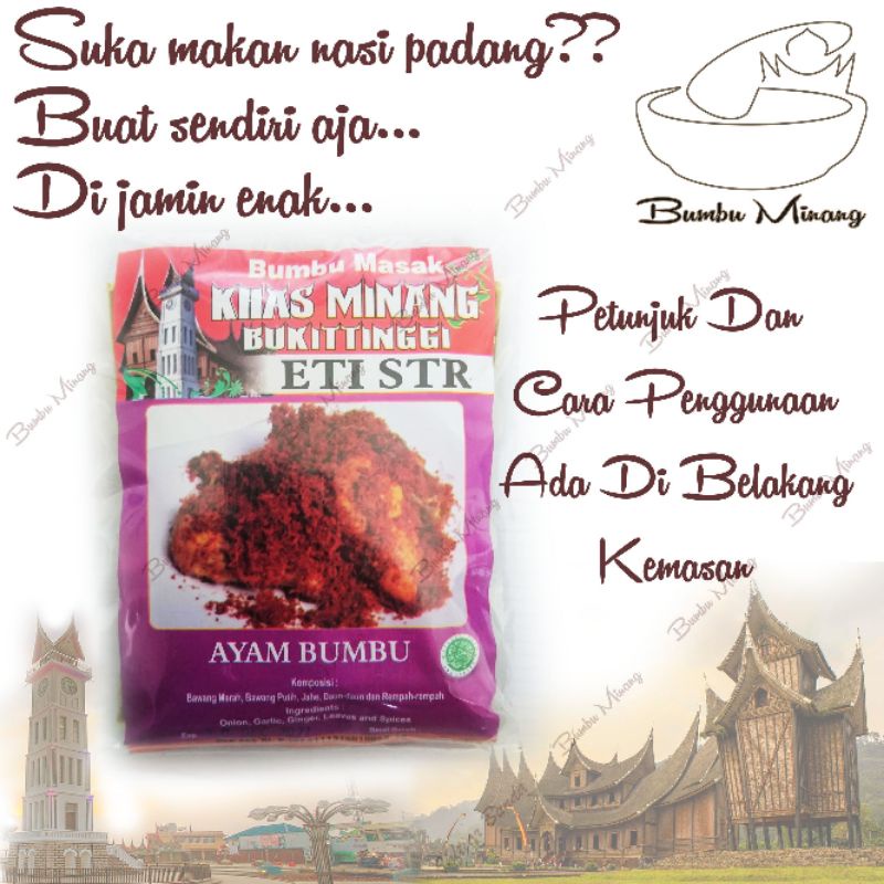 

bumbu minang ayam bumbu Eti STR, khas rumah makan padang Sumatra barat bukittinggi