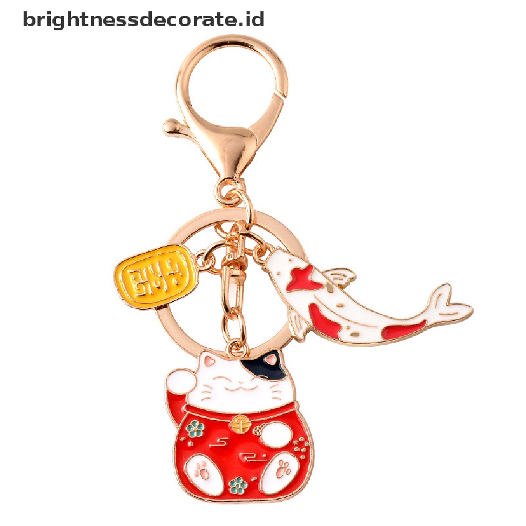 [Birth] Gantungan Kunci Kucing Rejeki Jepang Ikan Koi Liontin Keychain Lovely Key Ring Gift [ID]
