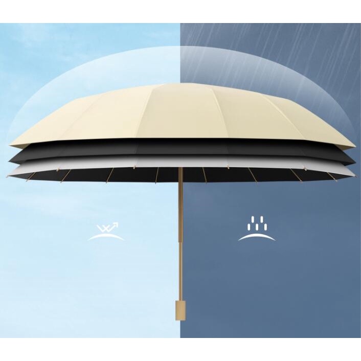 16iga Colorful Titanium Silver Umbrella Cover Gagang Kayu Tahan Badai Ringan Anti UPF50+Umbrella Matahari Hujan Lipat Payung UV Hadiah Payung