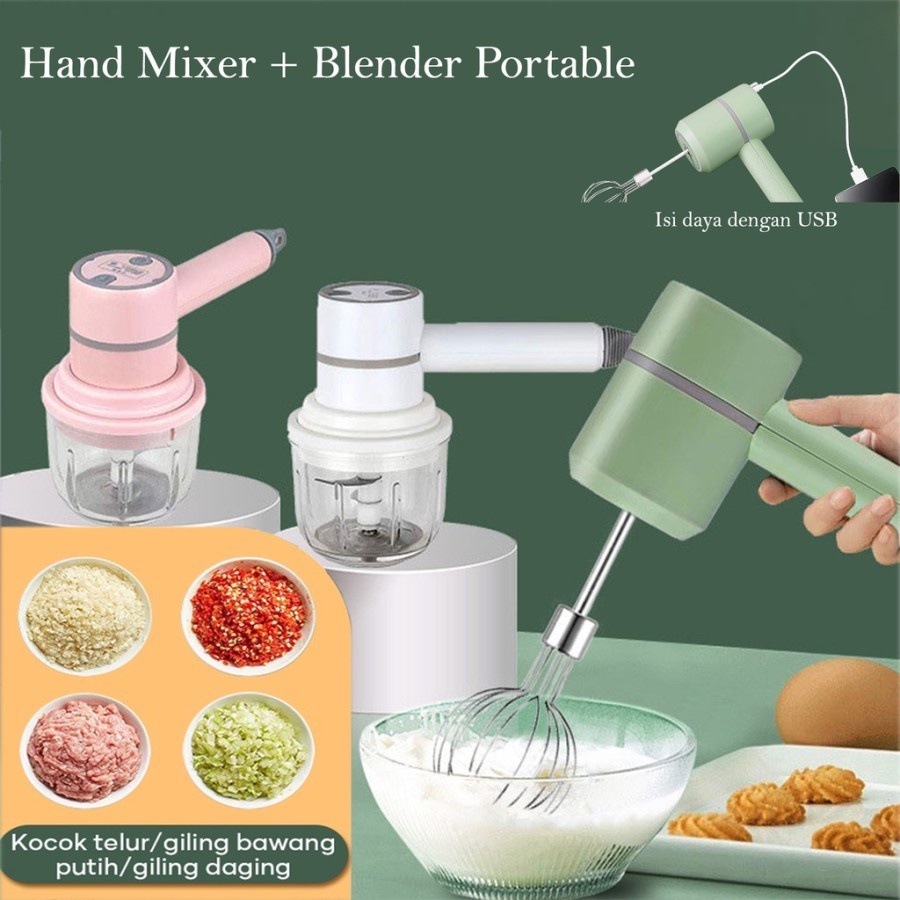 (SerbaSerbi)Hand Mixer Portable Blender Pengocok Telur Elektrik Wireless / Blender 3 In1 Pengocok Telur Serbaguna- Termurah