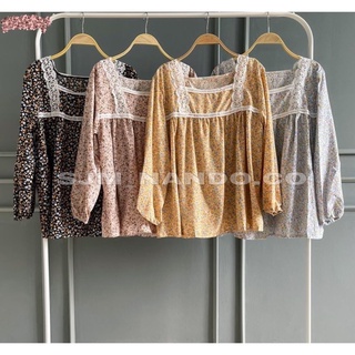 MBO BLOUSE FLOWER ATASAN BUNGA KOREA BROKAT BAHAN KATUN PREMIUM KUALITAS IMPORT 281