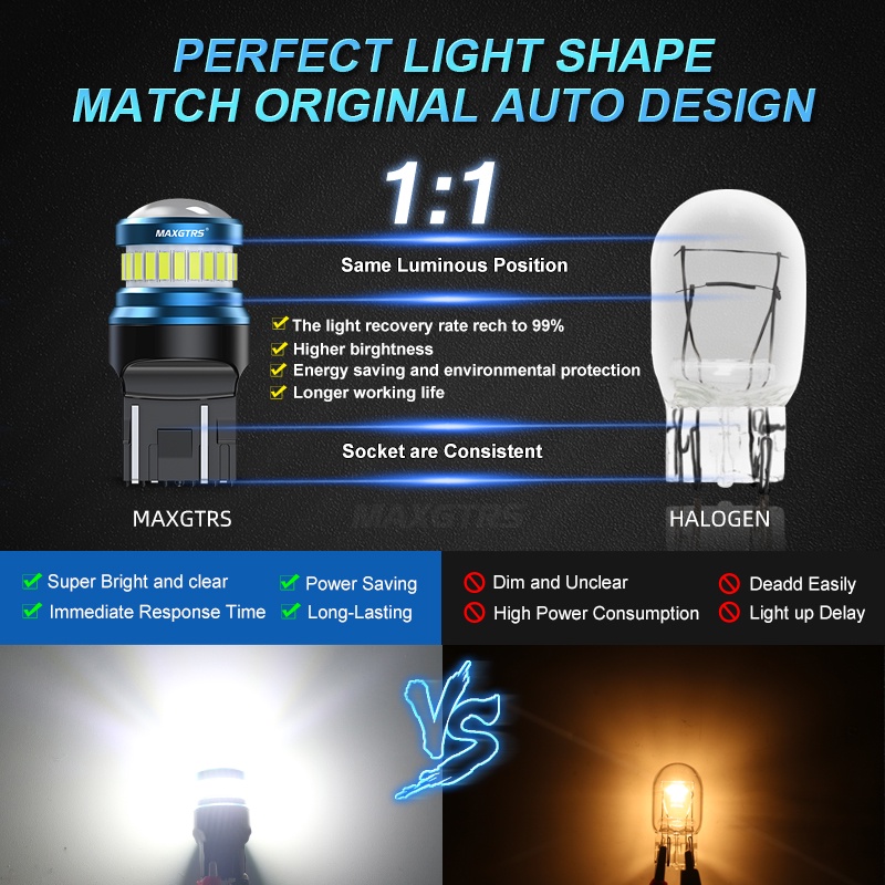 Maxgtrs 2x LED T20 1157bay15d P21/5W P27/7W BA15D LED 7443w W21/5W LED Lampu Mobil Sein Rem Reverse Tail Lamp