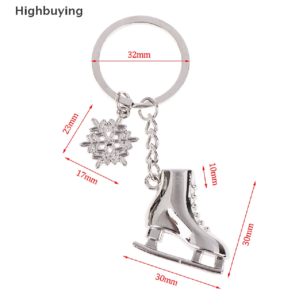 Hbid 1pc Silver Ice Skates Snowflake Pendant Key Ring Skag Gantungan Kunci Keychain Glory