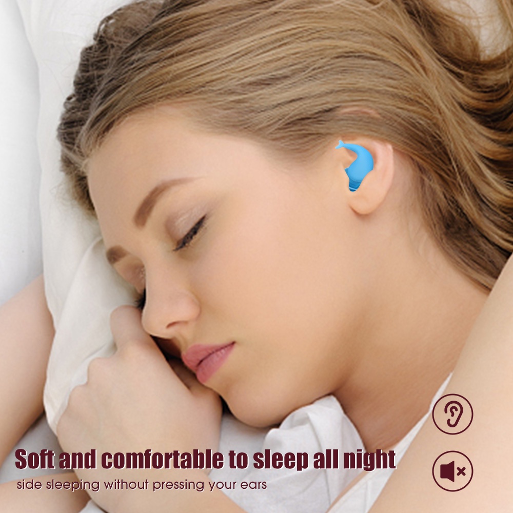 Isolasi Suara Tidur Ear Plugs Ear Earplug Silikon Lembut Anti-Noise Plug Untuk Travel Bentuk Ikan Paus Penyumbat Telinga Kedap Suara Renang Waterproof Ear Plug