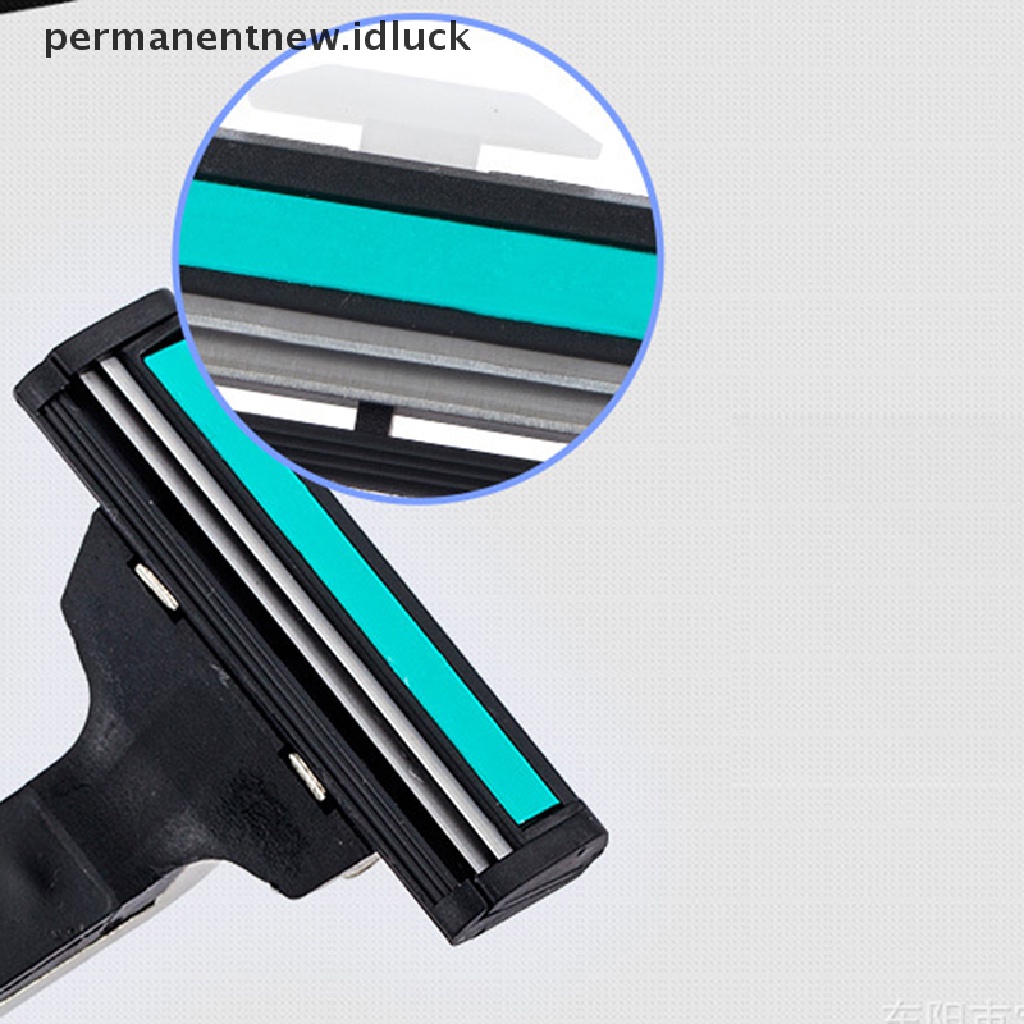 [luckypermanentnew] 15xtravel Set Handle Cukur Silet Pengaman Dapat Diganti Double Blade [ID]