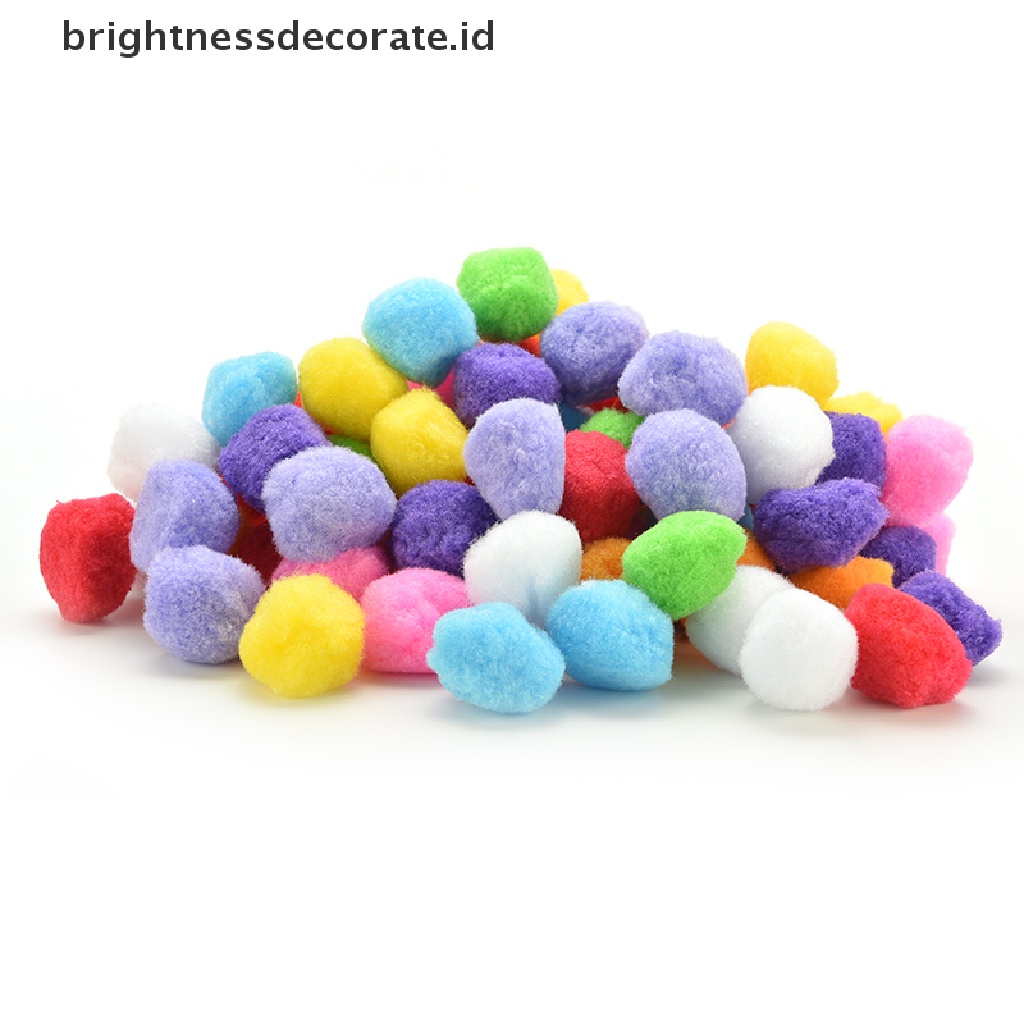 [Birth] 100pcs Pom Pom Berbulu Lembut Warna Campur Untuk Kerajinan Tangan Anak 20mm 30mm 40mm [ID]