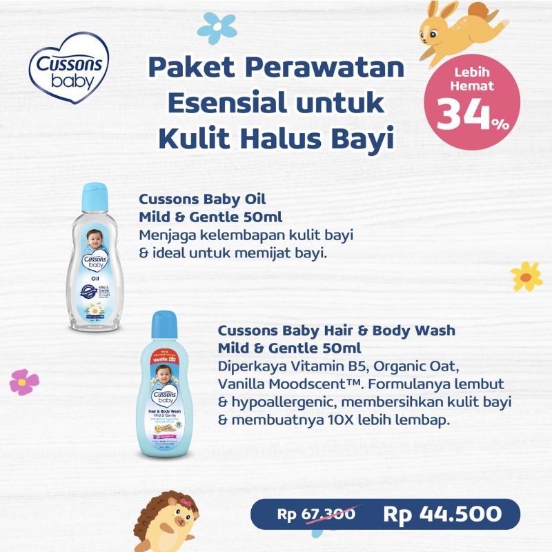 Cussons baby gift kado bag set BASIC ESSENTIAL MEDIUM dan MINI pack perlengkapan mandi bayi sabun shampo telon bedak baby cream hair lotion