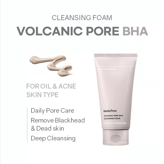 (Pembersih Wajah Kulit Berminyak) INNISFREE Jeju Volcanic Pore BHA  Cleansing Foam EX 150 Gram BPOM Original - Kemasan Coklat Innisfre Inisfree Inisfre - Facial Wash Sabun Cuci Muka Sabun Pembersih Pencuci Wajah Cleanser