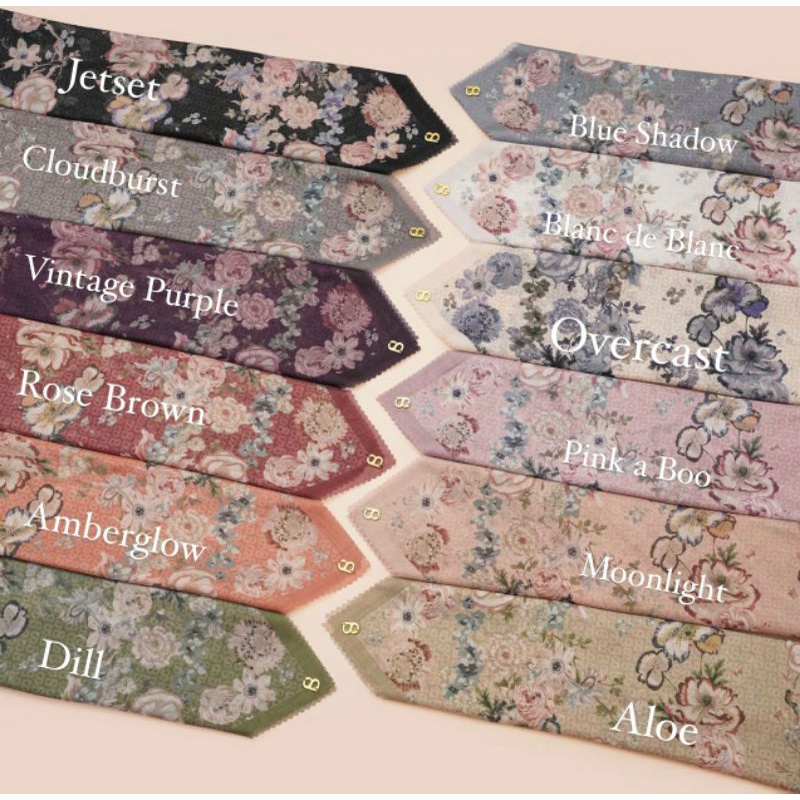 LENGKAP Buttonscarves Blume Series Jet Set Blanc Overset Vintage Purple Amberglow Moonlight Blue sha