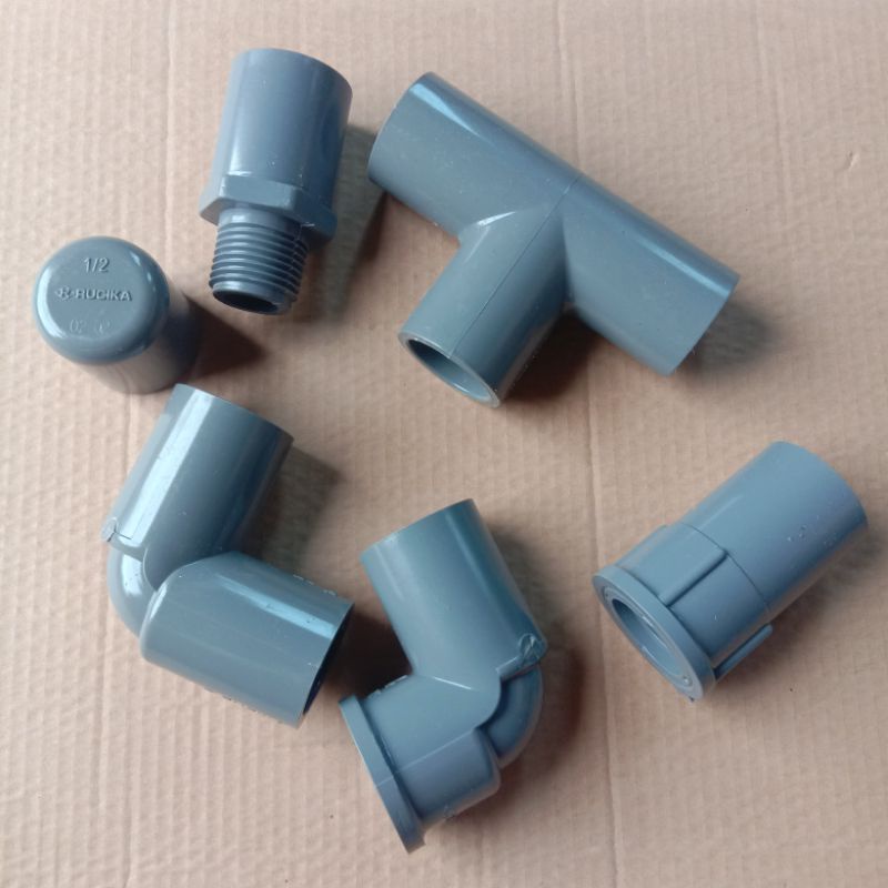 Rucika 1/2 inch Sambungan Pvc keni elbow socket drat dalam luar dop