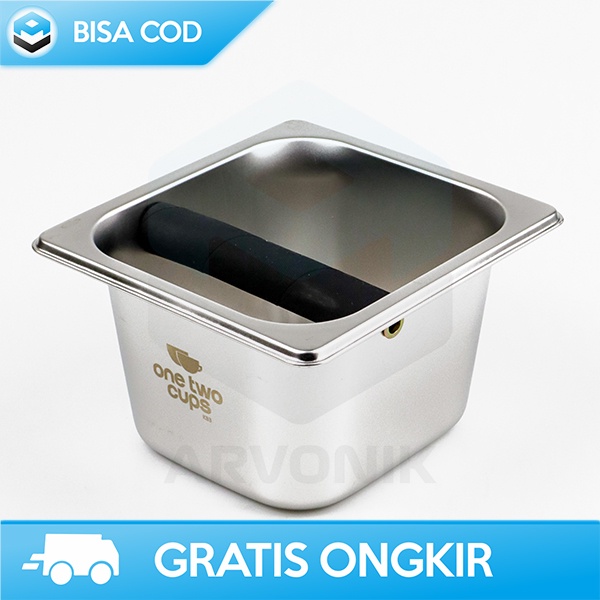 WADAH AMPAS KOPI KNOCK BOX CONTAINER KOPI BARISTA ONETWOCUPS STAINLESS