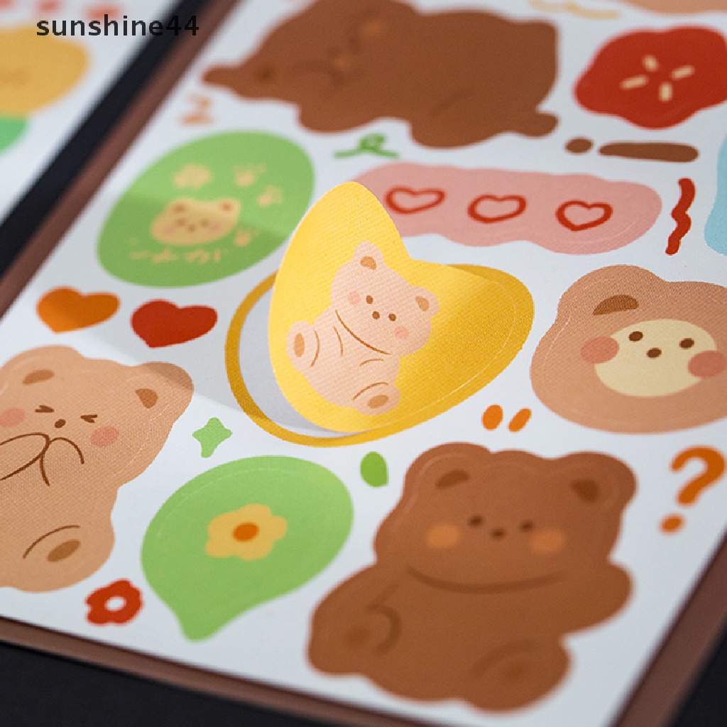 Sunshine 2PCS/Box Stiker Kartun Dekorasi Scrapbooking Alat Tulis Perlengkapan Sekolah.