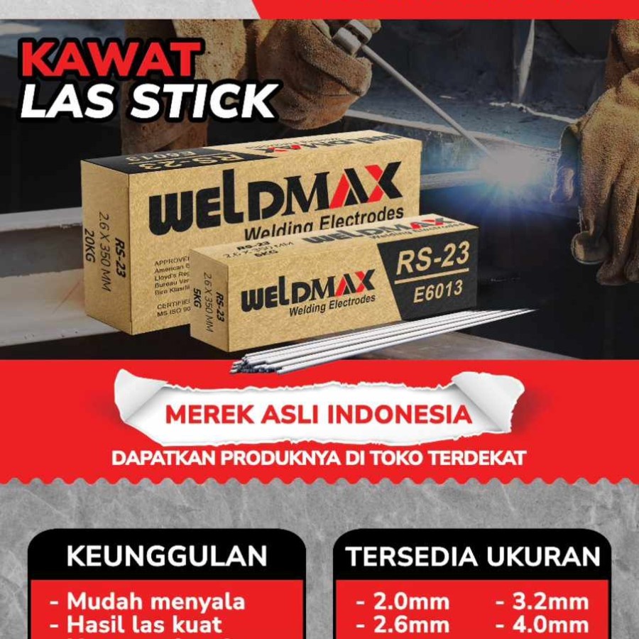 Weldmax Kawat Las 2kg / Kawat Las Electroda AWS E6013 (RS-23) - 2.0MM
