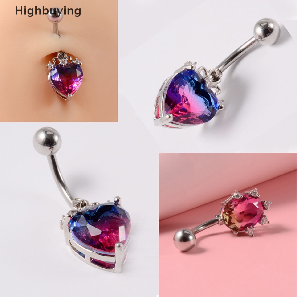 Hbid 1Pcs Surgical Steel Belly Button Heart Belly Zircon Cincin Pusar Glory