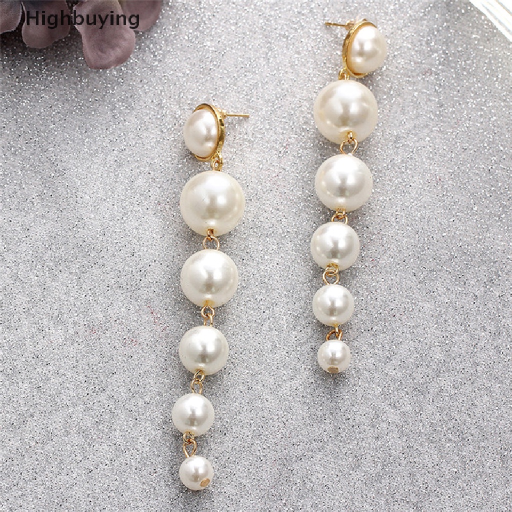 Hbid Lady Elegan Ear Stud Mutiara Rumbai Panjang Statement Menjuntai Drop Earrings Perhiasan Glory