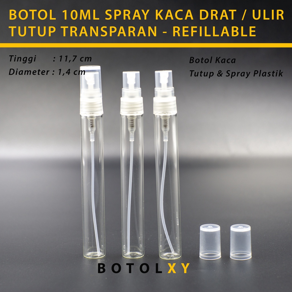 Botol Spray Kaca 10ml Refill Parfum Vial Travel Decant TUTUP BENING