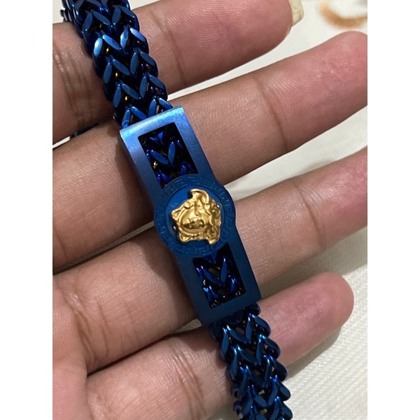 gelang tangan titanium magnet panjang 21 cm buat cowo keren