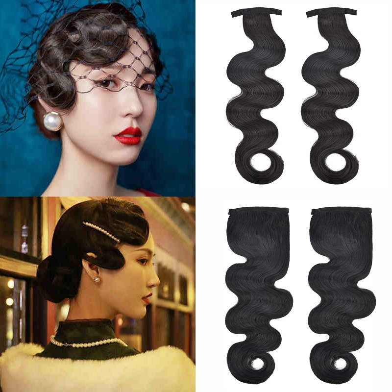 [COD Tangding] Vintage Rambut Poni Bergelombang Wig Wanita Perempuan Retro Cheongsam Hiasan Kepala Rambut Potongan Poni Palsu Aksesoris