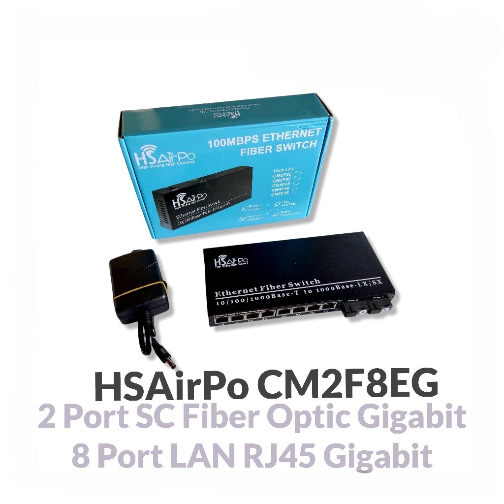 HS Airpo CM2F8EG – 2 FO Gigabit + 8 LAN Gigabit – Fullset