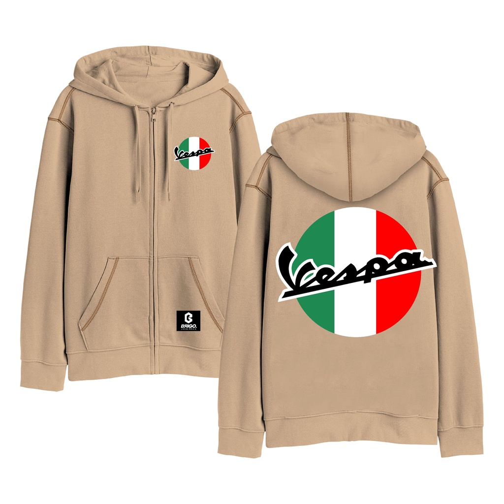 BRIGO X VESPA ITALY Resleting Jumper Hoodie II Sweater Hoodie Zipper BRIGO X VESPS Sablon DTF Fleece Cotton II Size M-XXL (Pria &amp; Wanita) Free stiker&amp;Gantungan Kunci