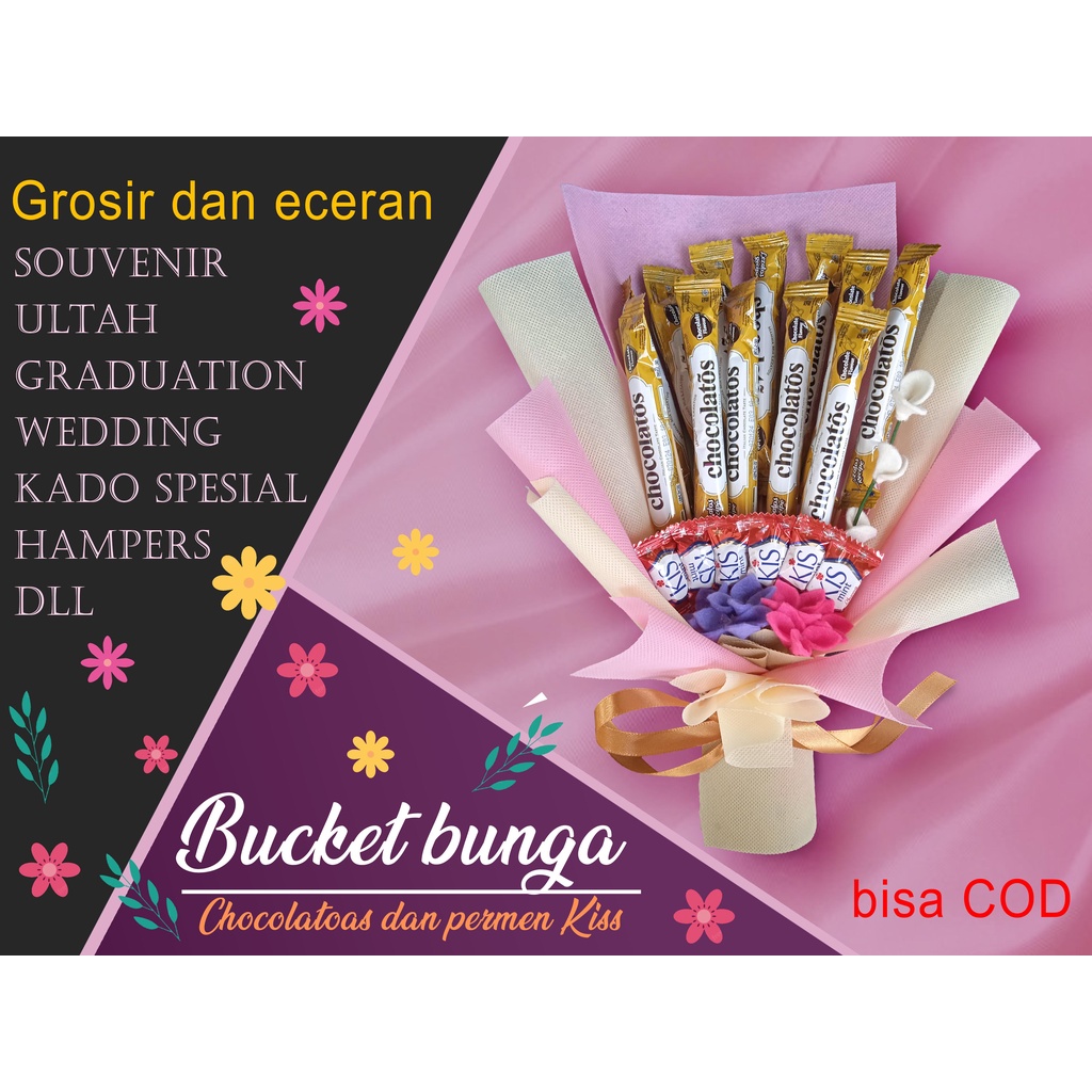 BUKET SNACK Chocolatos &amp; permen Kiss | Utah | Wisuda | Kado