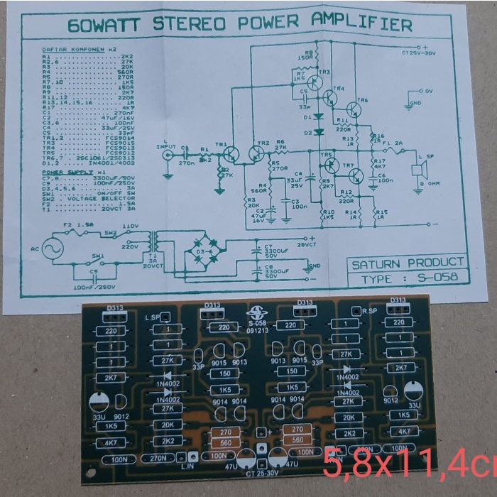 :&lt;:&lt;:&lt;:&lt;] PCB 60watt Stereo Power Amplifier tipe: S-058 60w Power Stereo