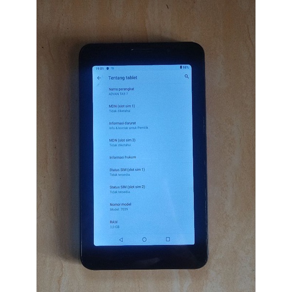 Tablet Advan tab 7 belajar/E1C 4G, ram 3gb internal 16Gb/32Gb android 9.0 normal preloved