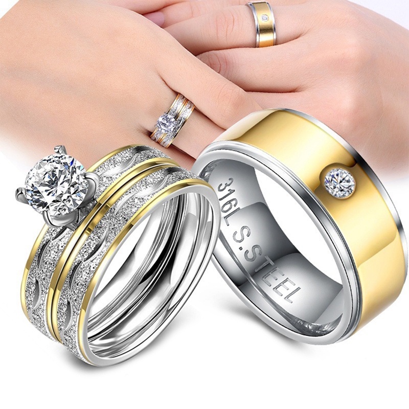 Fashion Perhiasan Pasangan Cincin Putri Berlian Cincin Wanita Pernikahan Pertunangan Cincin
