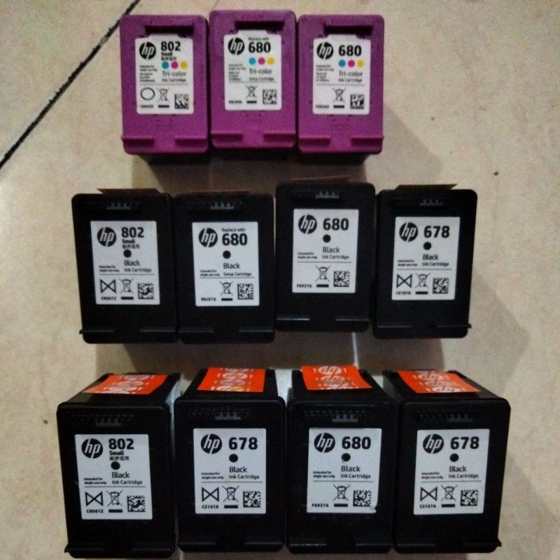 lelang Tinta cartridge Hp 680,802,678,682,803,703,704, 955Xl, 901,black/colour dll,  NEW ORI Segel h