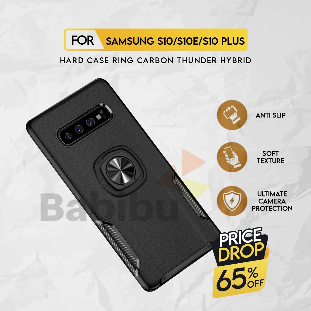 Hard Case Samsung Galaxy S10 S10E S10 Plus Casing Ring Carbon THUNDER Hybrid