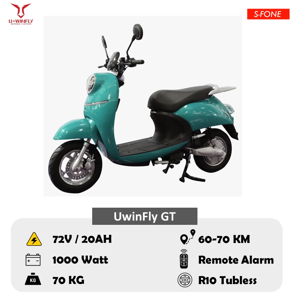Uwinfly GT Plus NEW Accu 72/20 Motor 1000Watt Sepeda Motor Listrik